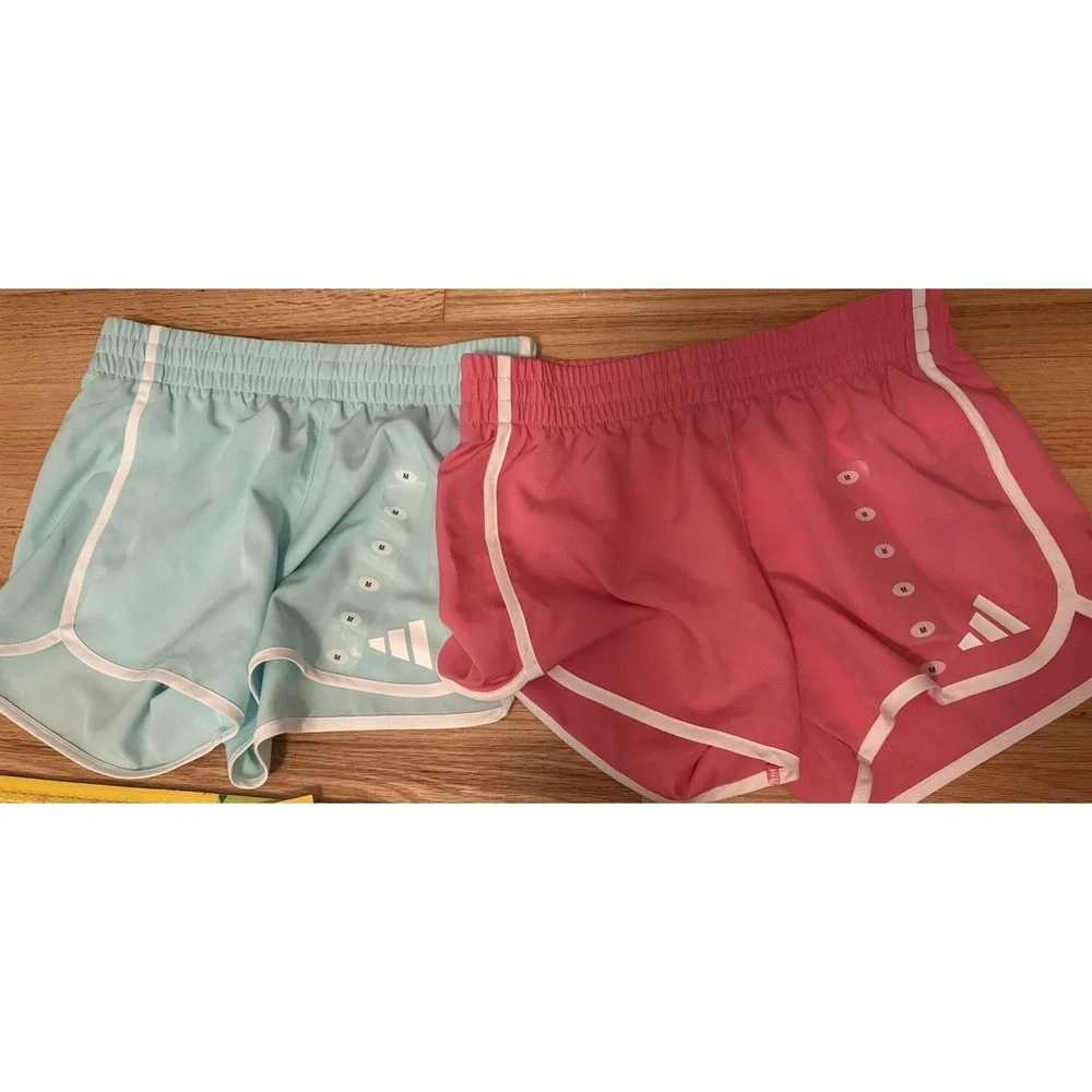 Bundle Of 2 Adidas Girls Woven Athletic Bermuda Shorts Size Medium 10/12. NWT
